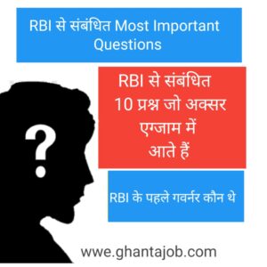 RBI से सम्बंधित 15 Most Important Questions