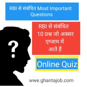 RBI से सम्बंधित Most Important Questions